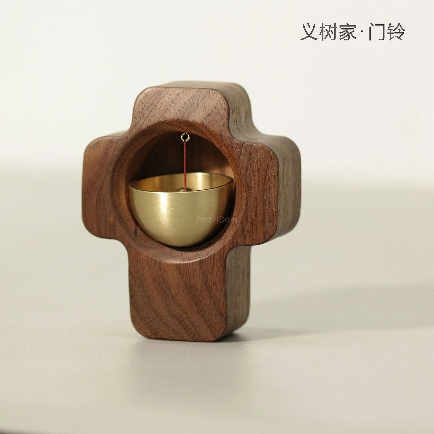 Vintage Walnut Wood Bedroom Door Bell Copper Bell Dopamine Ringtone Life Ritual Craft Gift