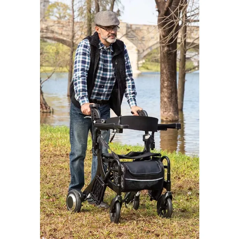 Lightweight Portable Folding Electric Wheelchair 10A Aluminium  5 in 1 Electric Rollator Walker for Disabled With Seat Elderly