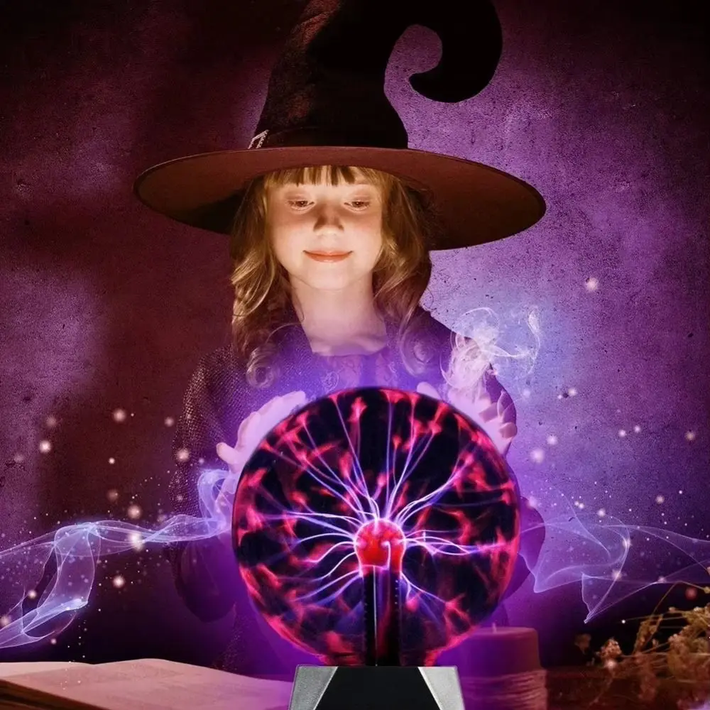 Touch Magic Plasma Ball Lamp Sound Control Sensitive LED Night Light 5/6/8in Atmosphere Sound-Controlled Plasma Night Light