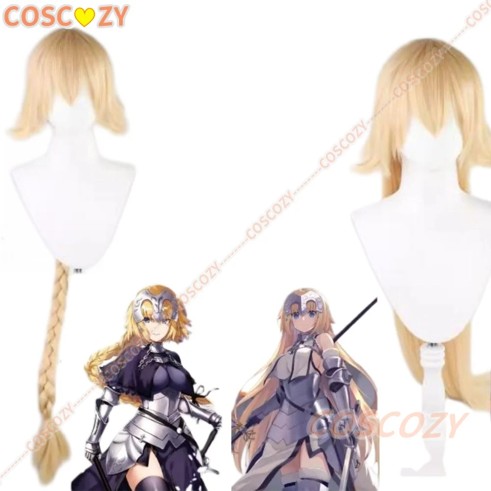 Jeanne D'Arc Pruik Fate/Grand Order FGO Liniaal Lang Blond Gevlochten Pruiken Fate Apocrypha Cosplay Synthetisch Haar voor Halloween Kostuum