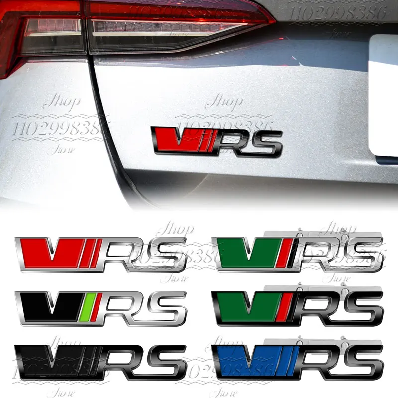 3D Metal VRS Logo Car Grill Emblem Tail Bumper Badge Sticker For Rapid Octavia 2 3 A5 RS Kodiaq Fabia Accessories