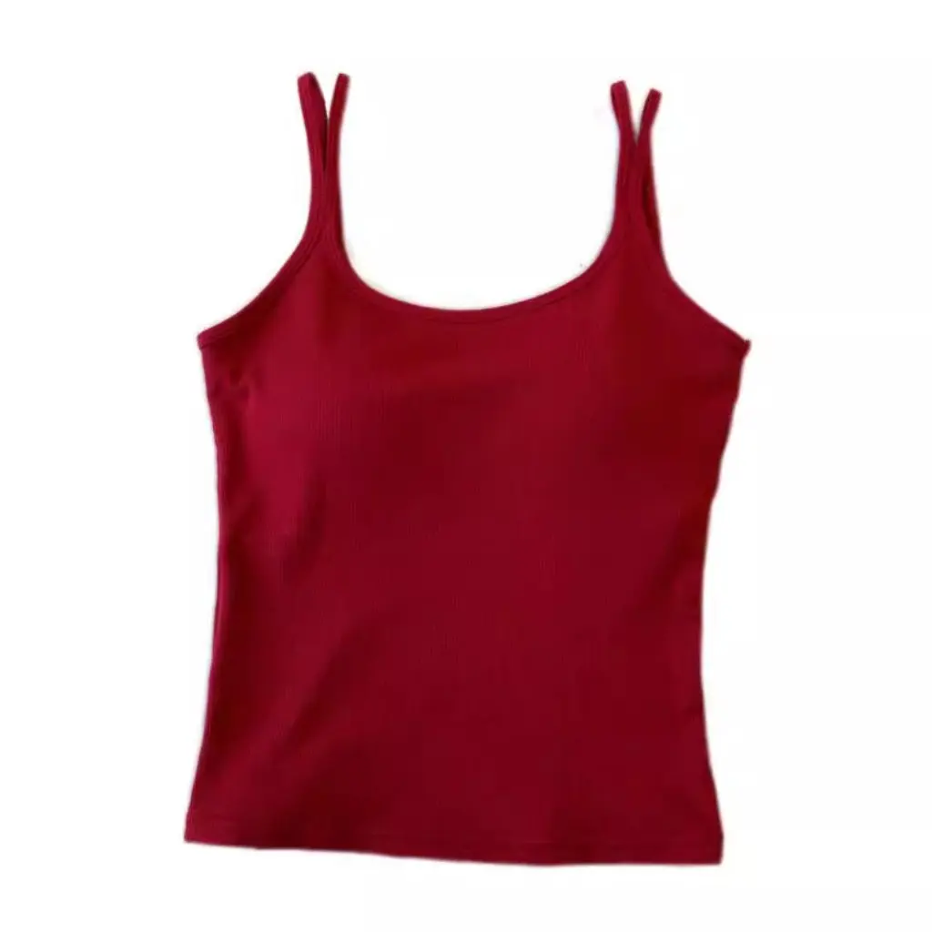 

Women's Summer Skin-friendly Elastic Double-shoulder Tube Top with Built-in Breast Pads Versatile Inner Color Suspender Vest