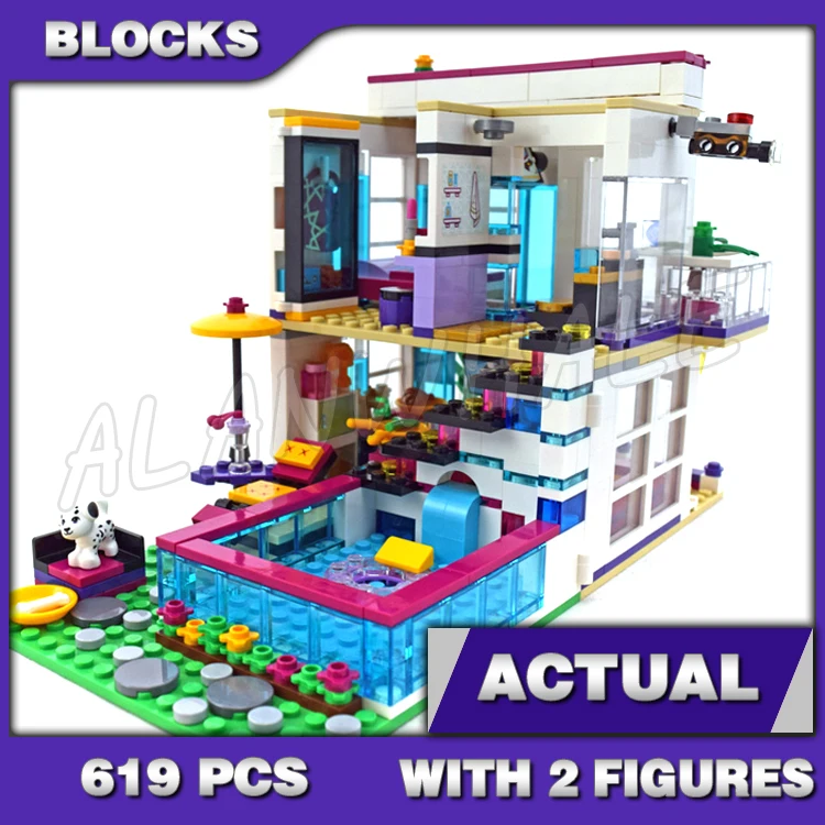 

619 шт., суперзвездный дом Friends Livi's Pop, смешанная модель 10498, строительные кирпичные блоки, детские наборы, детские наборы, совместимые с