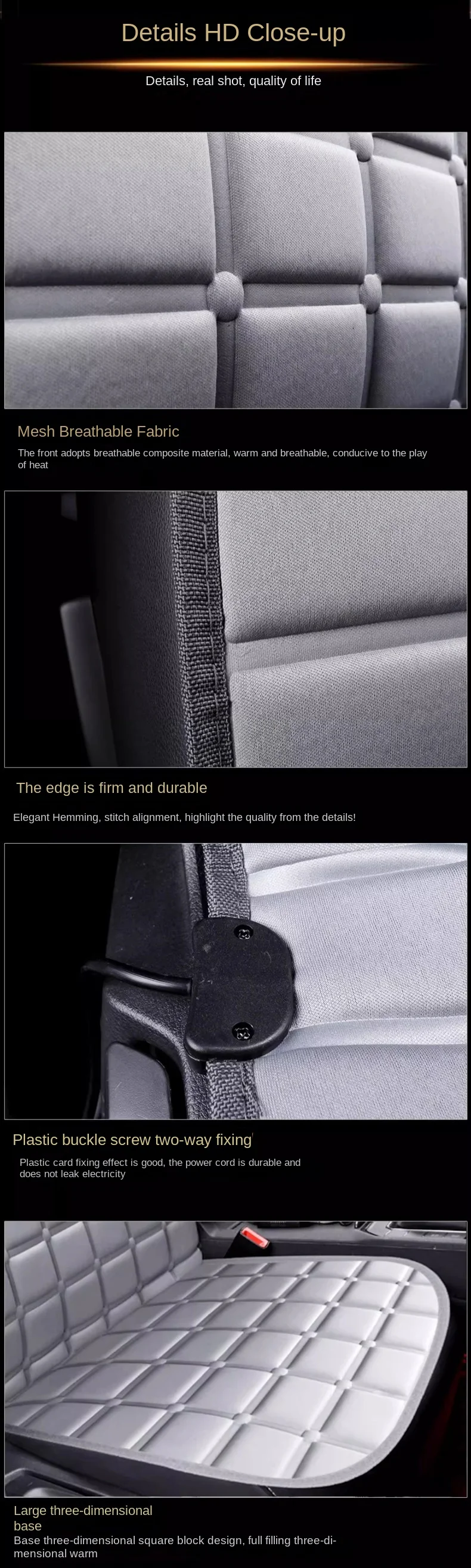 Autoverheizungssitzkissen, Autowintersitz, elektrisches Heizsitzkissen, schnell erhitzendes Sitzkissen, Auto 12V kleines Auto, Autogebrauch – Detail 7