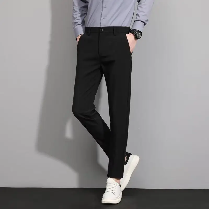 

2023 New Casual Business Male Pants Men's Suit Pants Solid Color Slim Trousers Quality Men's Classic Groom Wedding Clothes Y408