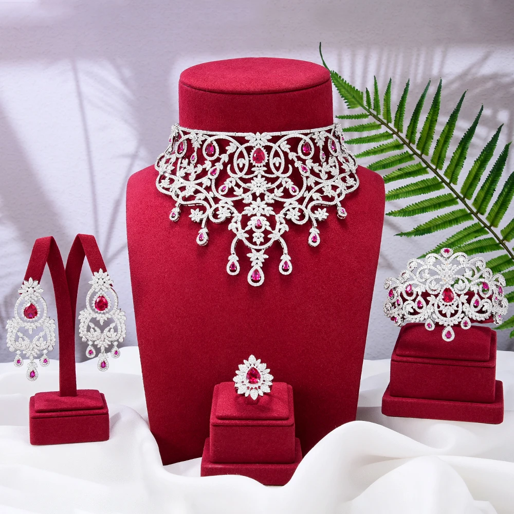 GODKI Luxury Geometric 4PCS UAE Jewelry Set For Women Wedding Party Zircon Indian African DUBAI Bridal Jewelry Set