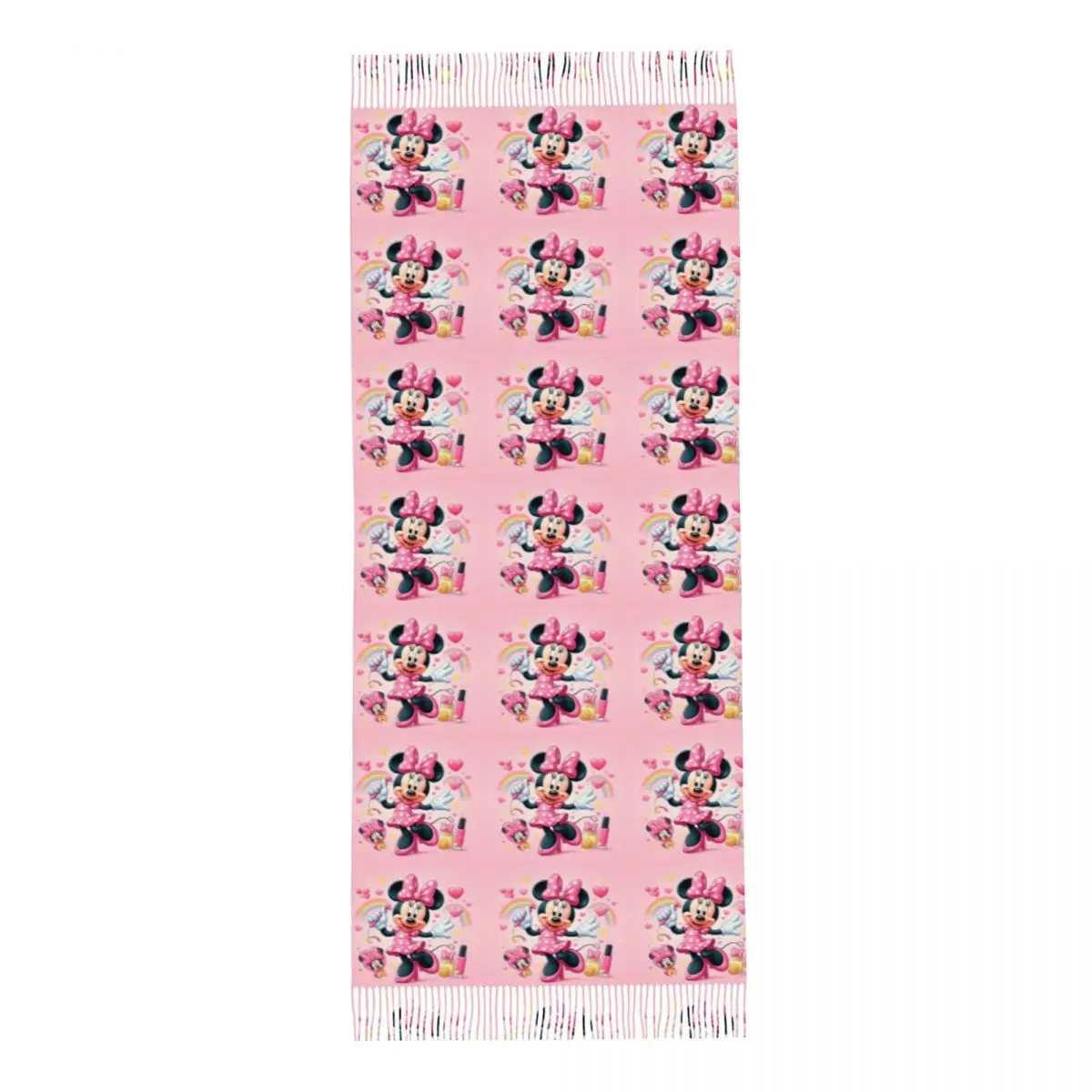 Custom Cartoons Minnie Geanimeerde Sjaal Wrap Vrouwen Lange Winter Warm Kwast Sjaal Unisex Sjaals