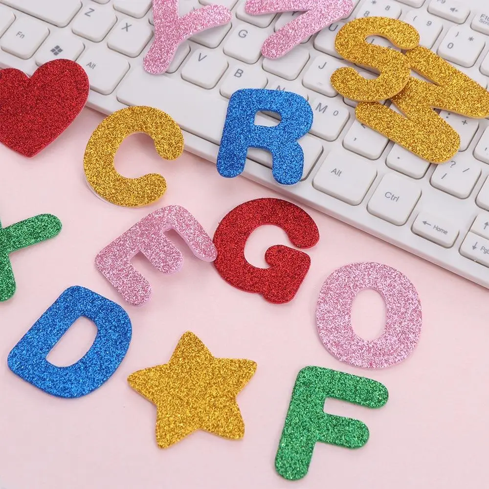 A-Z Letters Foam Letter Sticker Self-adhesive Decoration Glitter Alphabet Sticker Sponge Wall Decals Alphabet Learning Sticker