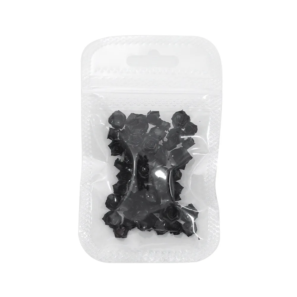 Nuovi gioielli per unghie Black Rose Size misto tridimensionale vento scuro camelia resina decorazione per unghie 50 pezzi