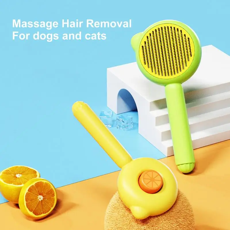 Cat Brushes For Indoor Cats Kitten Fur Brush Pet Comb A Touch Cleaning Button Effective Hair Removal Wire Bristles Comfortable