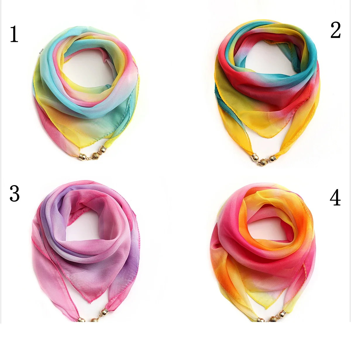 New Square Scarf with Magnet Neckerchief Fashion Beach Women Head Silk Wraps Spring Shawl Ladies Foulard Bandanna Muffler Hijab