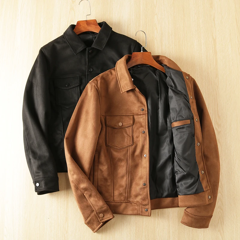 

Тяжелая подлинная замшевая куртка для мужчин, весенне-осенняя модная повседневная рабочая одежда, пальто, ультратонкое гонконгское пальто Long Sve