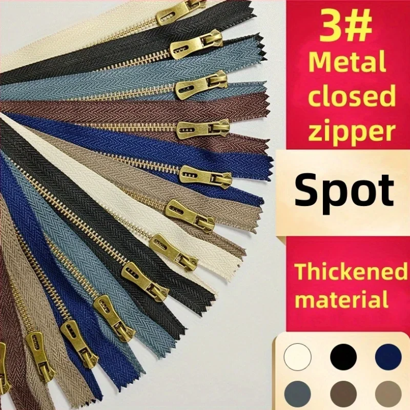 5pcs 3# metal closed end zippers with antique bronze teeth-DIY handmade and tailored, suitable for handbags and leather products