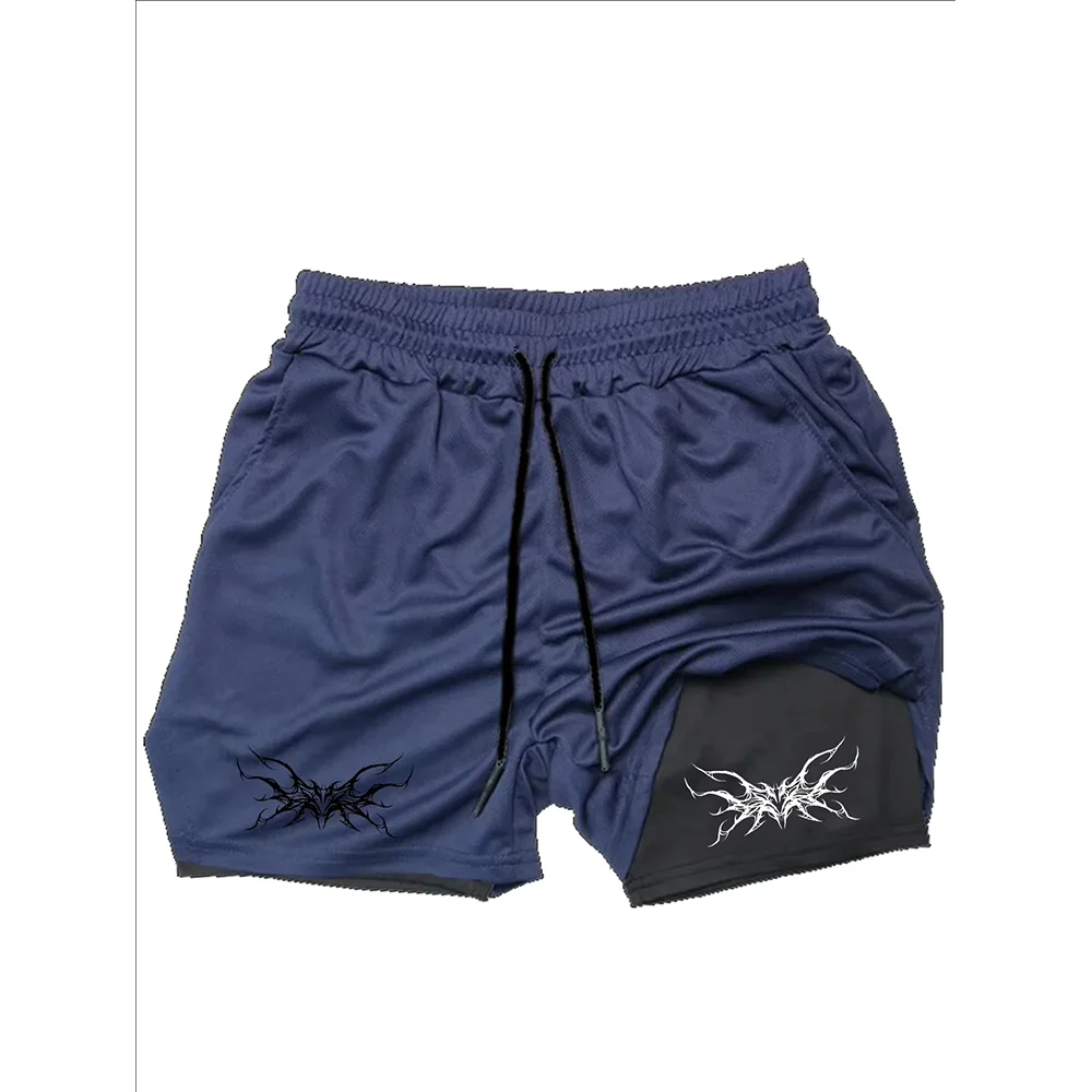 

Men's Printed Athletic Shorts: 2-in-1 Quick-Dry Training Shorts, Summer Double-Layer for Running and Gym RL10052