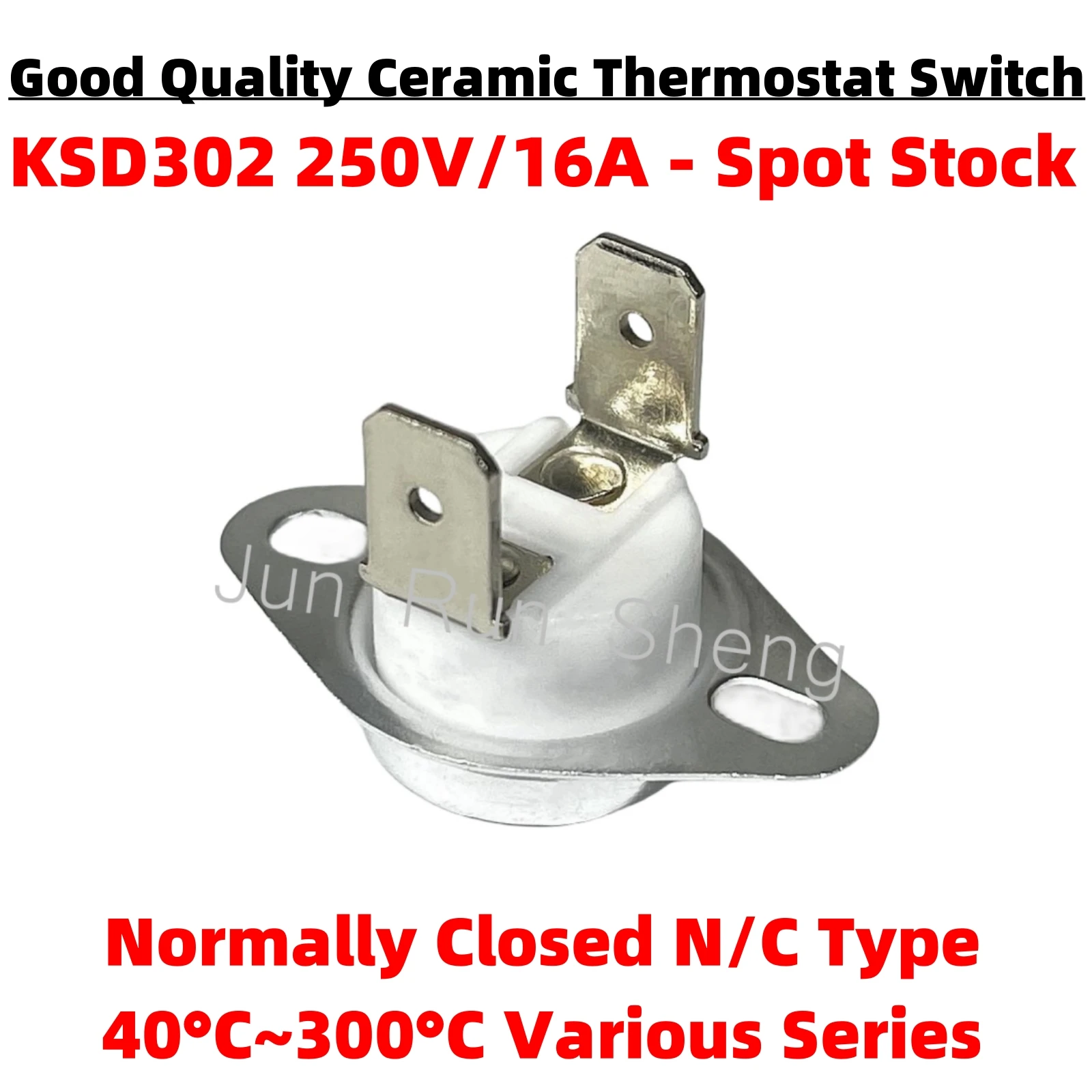 Interruptor de termostato cerámico de 2 piezas, KSD302, KSD301, 16A, 250V, controlador de temperatura NC normalmente cerrado, 40 ~ 290C, Sensor