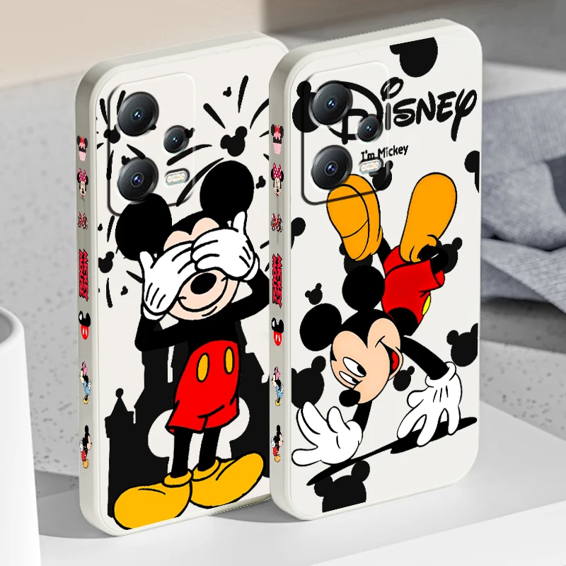 Mickey Disney Schattige Cartoon Vloeistof Linker Touw Voor Xiaomi Redmi Note 13 12S 12r 11 11T 11S 10 10S Pro Plus 5G Funda Telefoonhoesje