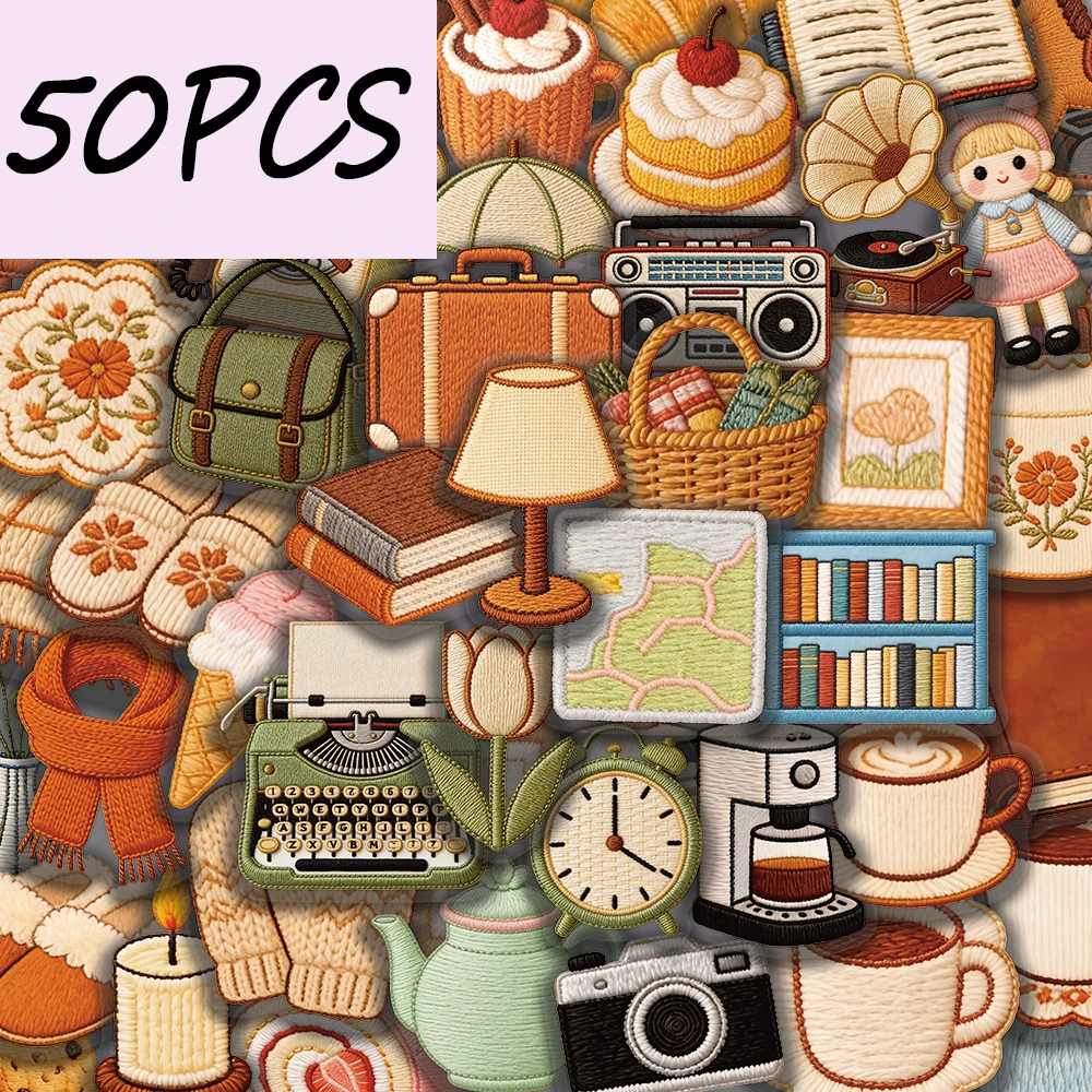 

50PCS Warm Small Item Series Stickers, Suitable for Decorating Handbooks, Water Cups, Diaries, Waterproof PET Stickers