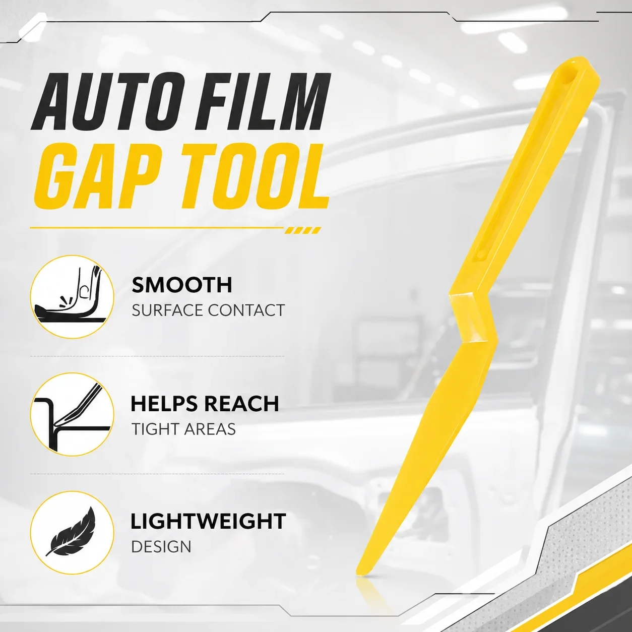 Long Handle Flexible Micro Squeegee for Vinyl Wrap PPF Window Tint with Angled Tip for Narrow Gap Edge Tucking Car Wrap Tool