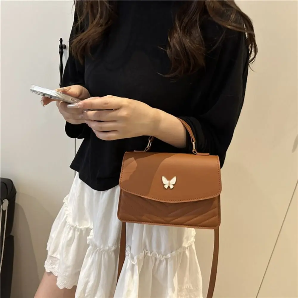 

Портативная маленькая квадратная сумка из искусственной кожи, легкая сумка через плечо с бабочкой, водонепроницаемая, многофункциональная