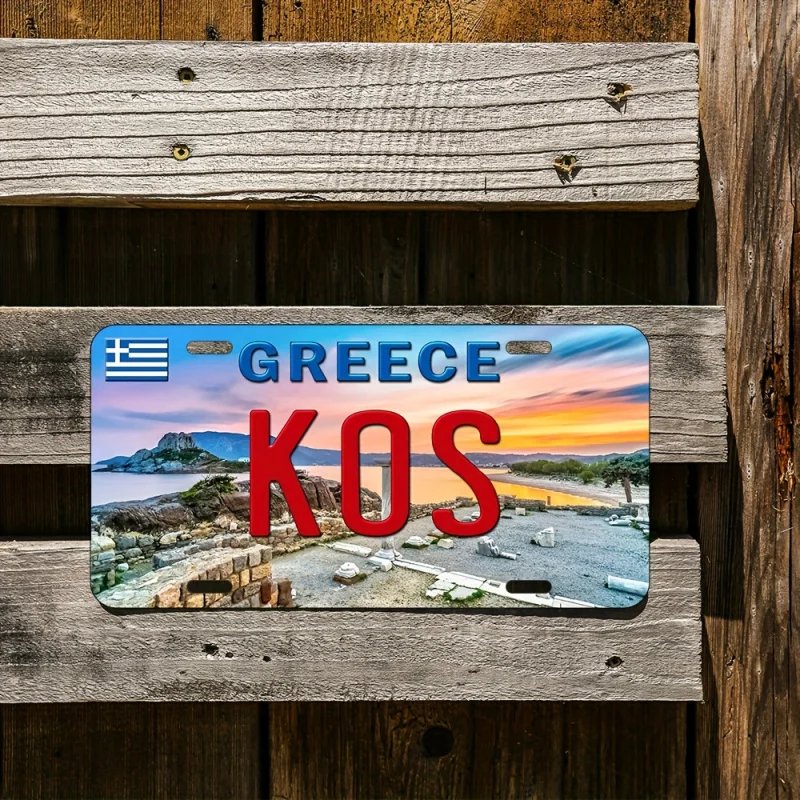 قطعة واحدة من لوحات فنية جدارية من الألومنيوم بحروف يونانية عتيقة مع تصميم "يوناني كوس"، مثالية للمنزل والمطعم والبار #1