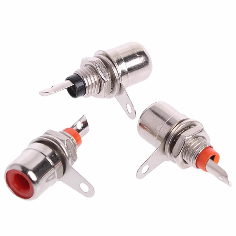 10/100/1000PCS RCA Panel Mount Connector RCA Female Socket Adapter RCA  Audio Socket Plug Connector Bulkhead Nickel Plated