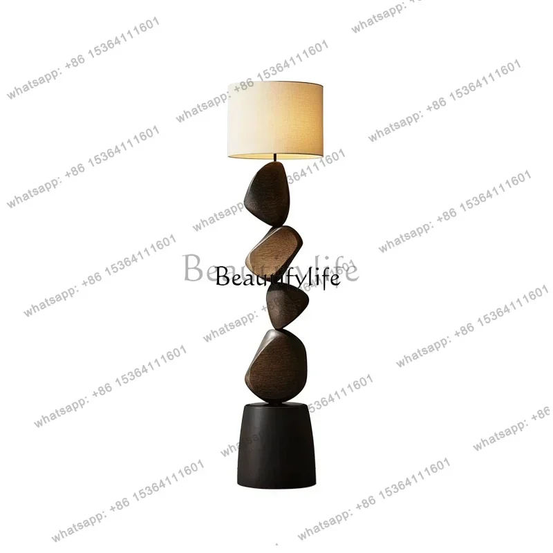 54Italian creative solid wood floor ornament can illuminate the vertical atmosphere decoration next to the sofa