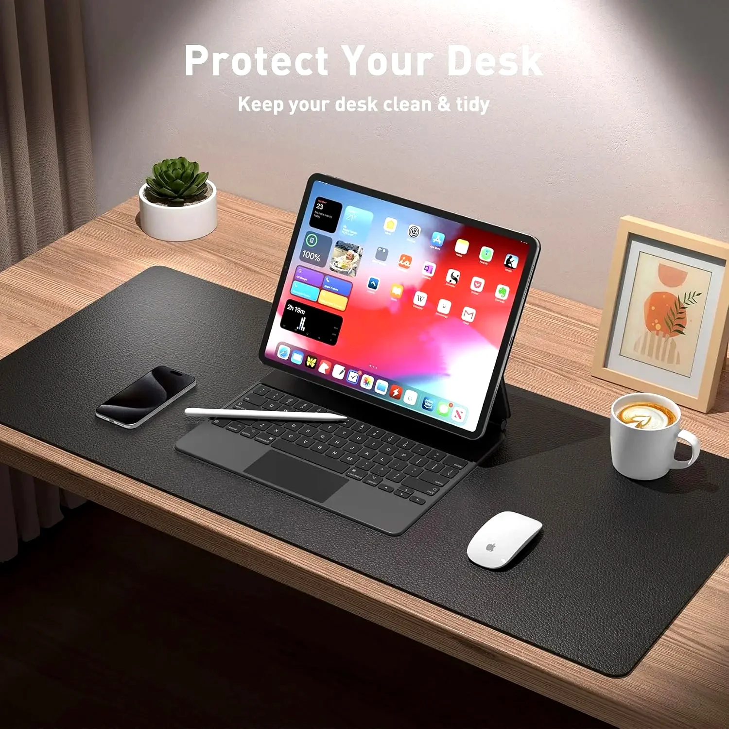 Mouse Pad Large Office Desk Mat ,Waterproof PU Leather Desktop Keyboard Desk Pad Gaming Mousepad Desk Writing Pad for home