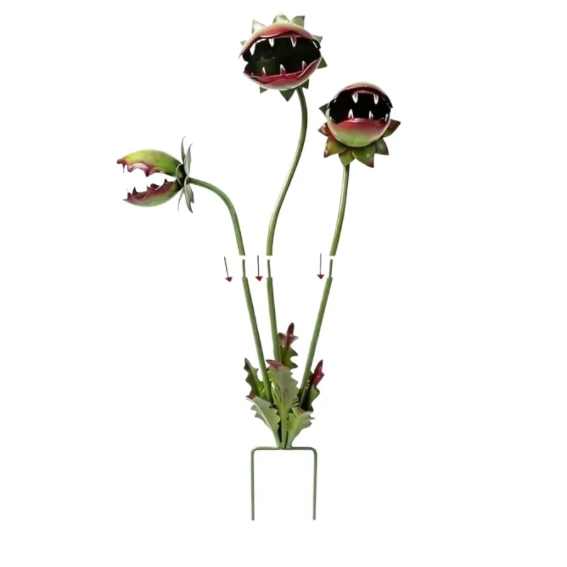 Creative Monster Venus Flytrap Ground Plug Ornament Vivid Painted Carnivorous Plant Garden Decor