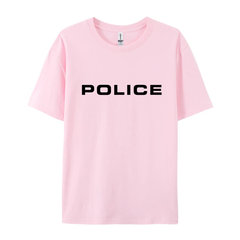 男性用特大警察Tシャツ,だぶだぶの黒Tシャツ,シンプルなスタイル,グラフィックプリント,大人用Tシャツ