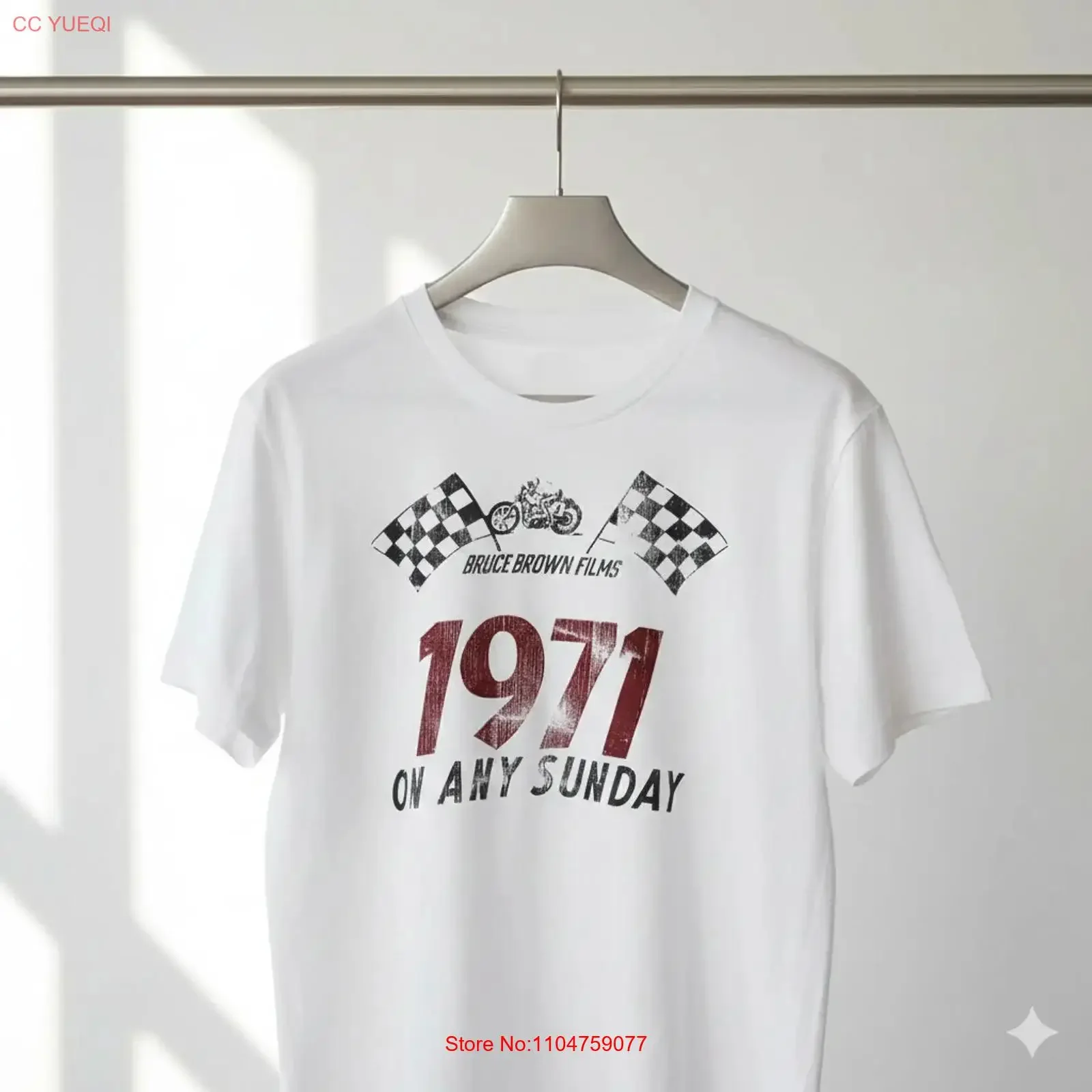 On Any Sunday 1971 Vintage Motorcycle Racing Movie T Shirt White T532 vintage Washed Casual Top For Everyday Wear Versatile
