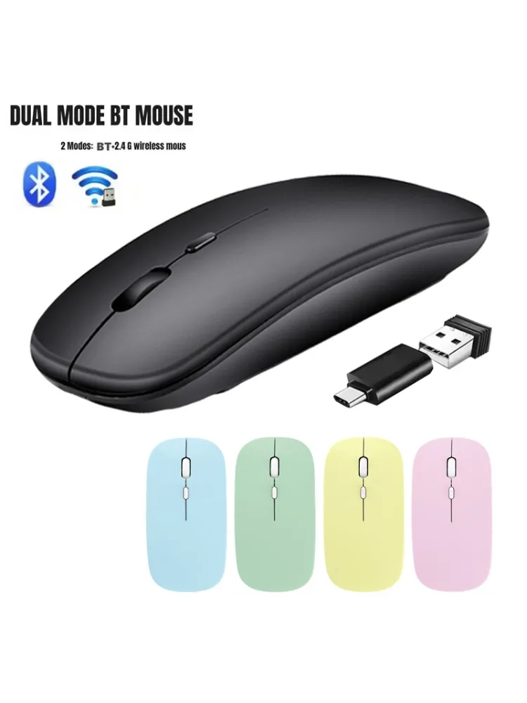 Kabellose Maus mit 2,4G Bluetooth-kompatiblen Dual-Modi, 1600 DPI einstellbar, leises Klicken, tragbare ergonomische Laptop-Maus