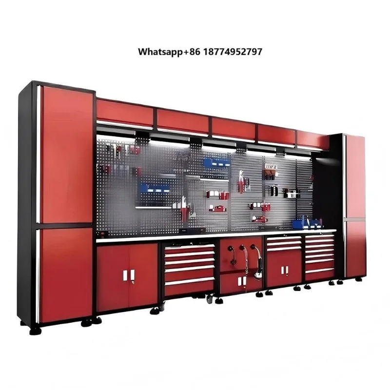 Heavy Duty Steel Garage Cabinet System Workshop Storage Solutions Modular Metal Workbench Locking Unit Garage Storage Cabinet