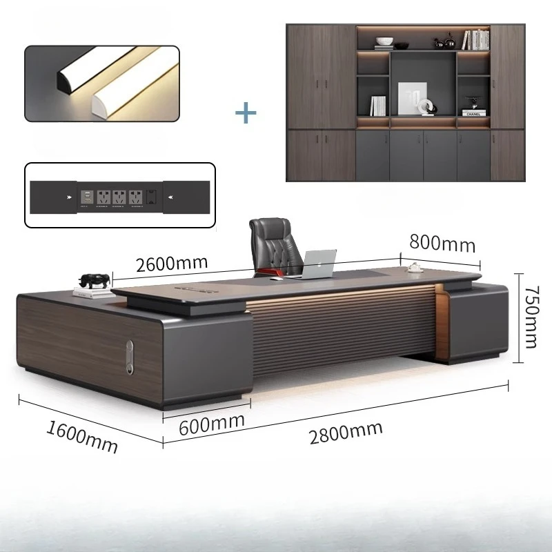 Paint Boss Office Desk Light Luxury High Sense Black President Manager Office Desk Chairperson Combination Escritorio Furniture