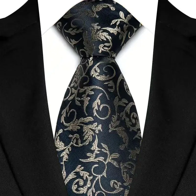 Luxury 8CM Mens Necktie Floral Paisley Ties For Man Groom Jacquard Woven Neck Tie  Accessories For Business Wedding Party