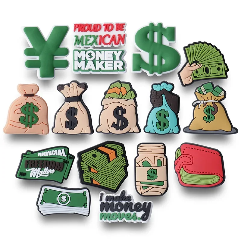 PVC money characters shoe buckle charms accessories decorations for sandals sneaker clog wristbands kids unisex gift