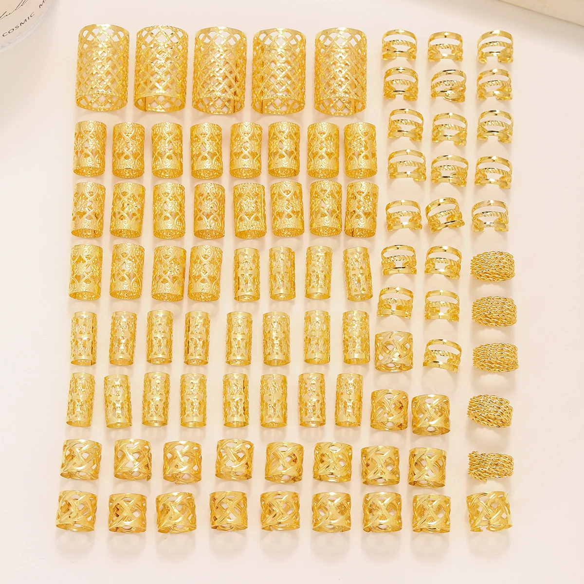 90 Stück goldene Dreadlock-Locs-Haarschmuck für Zöpfe, Haarschmuck für Zöpfe, Haarringe für Frauen und Mädchen, verstellbare Manschetten – Detail 8