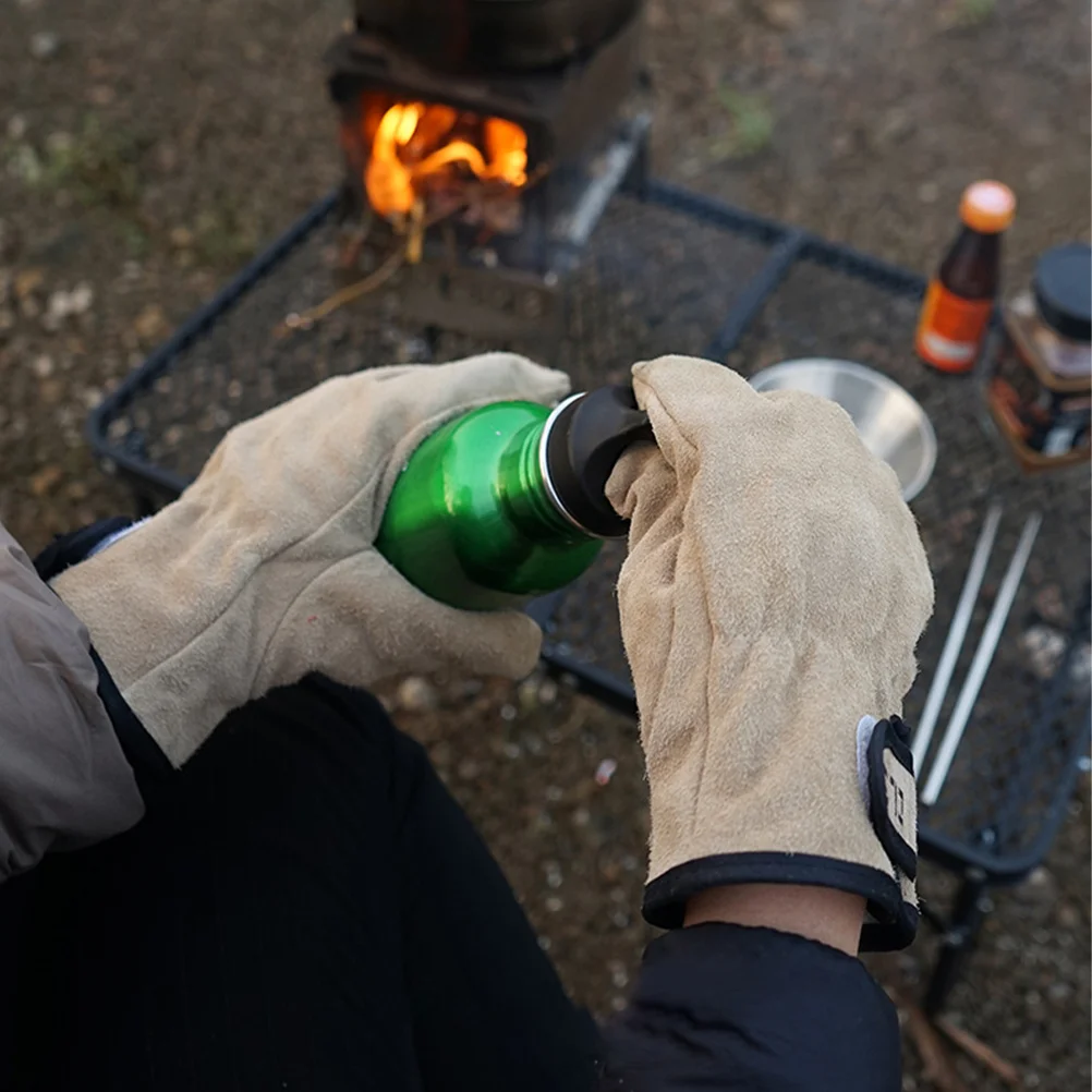 Guantes de trabajo para acampar, manopla de cocina antiescaldaduras, parrilla para protectores de manos al aire libre, horno de barbacoa resistente al calor