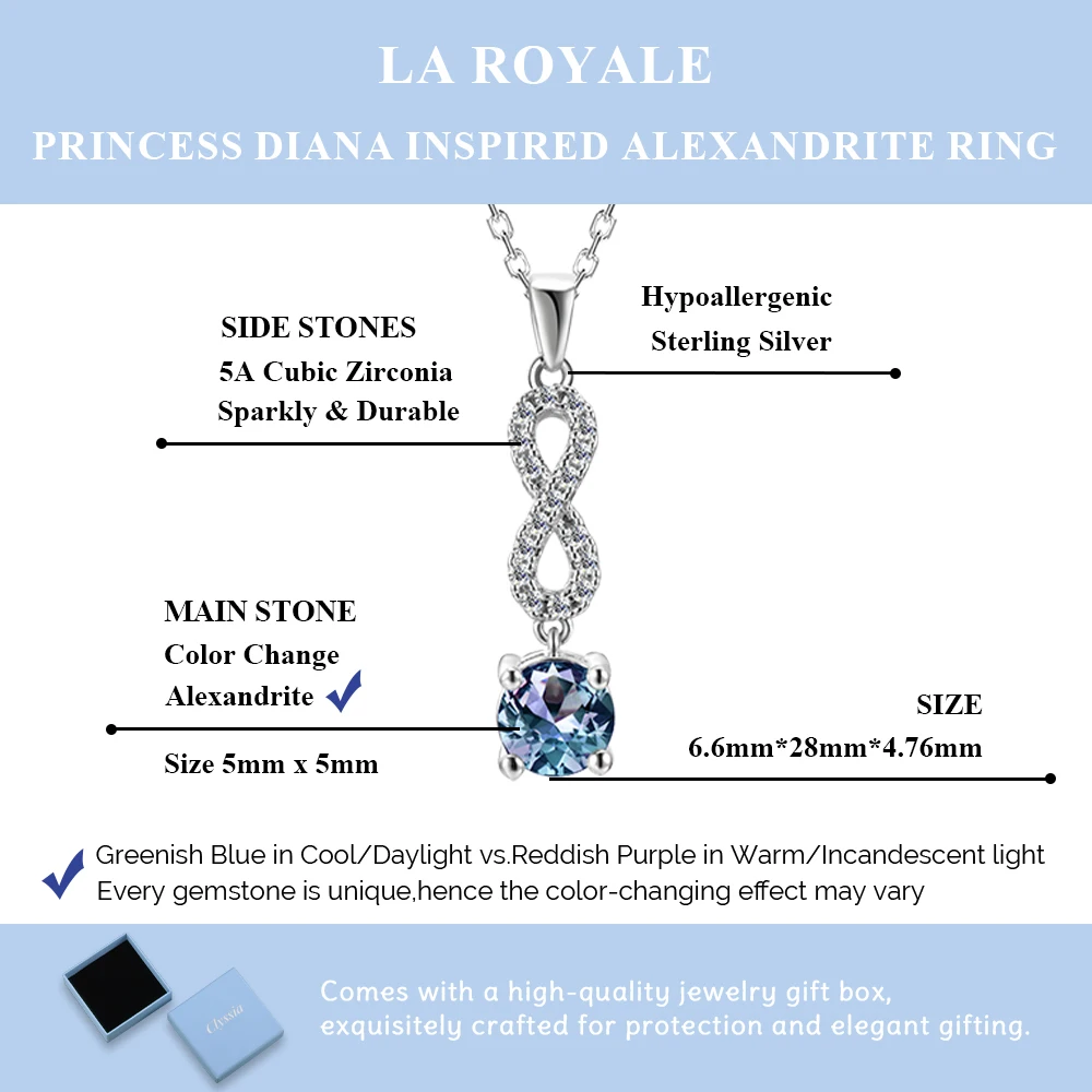 

Alexandrite Infinity Symbol Pendant Necklace 925 Sterling Silver Dainty Elegant Women Jewelry Wedding Anniversary Gift Fine