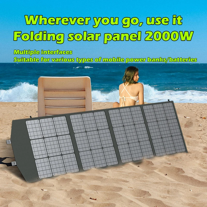2000w 1500w 1000w 500w 유연한 접이식 태양 전지 패널 고효율 여행 및 전화 및 보트 휴대용 12V 태양 전지 패널 키트