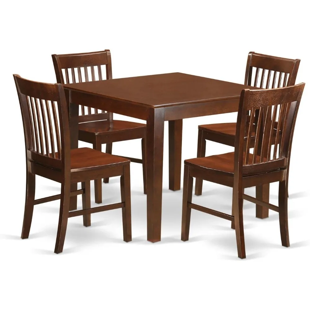 

OXNO5-MAH-W 5 Piece Dining Set Includes a Square Dinner Table and 4 Kitchen Dining Chairs, 36x36 Inch, Mahogany