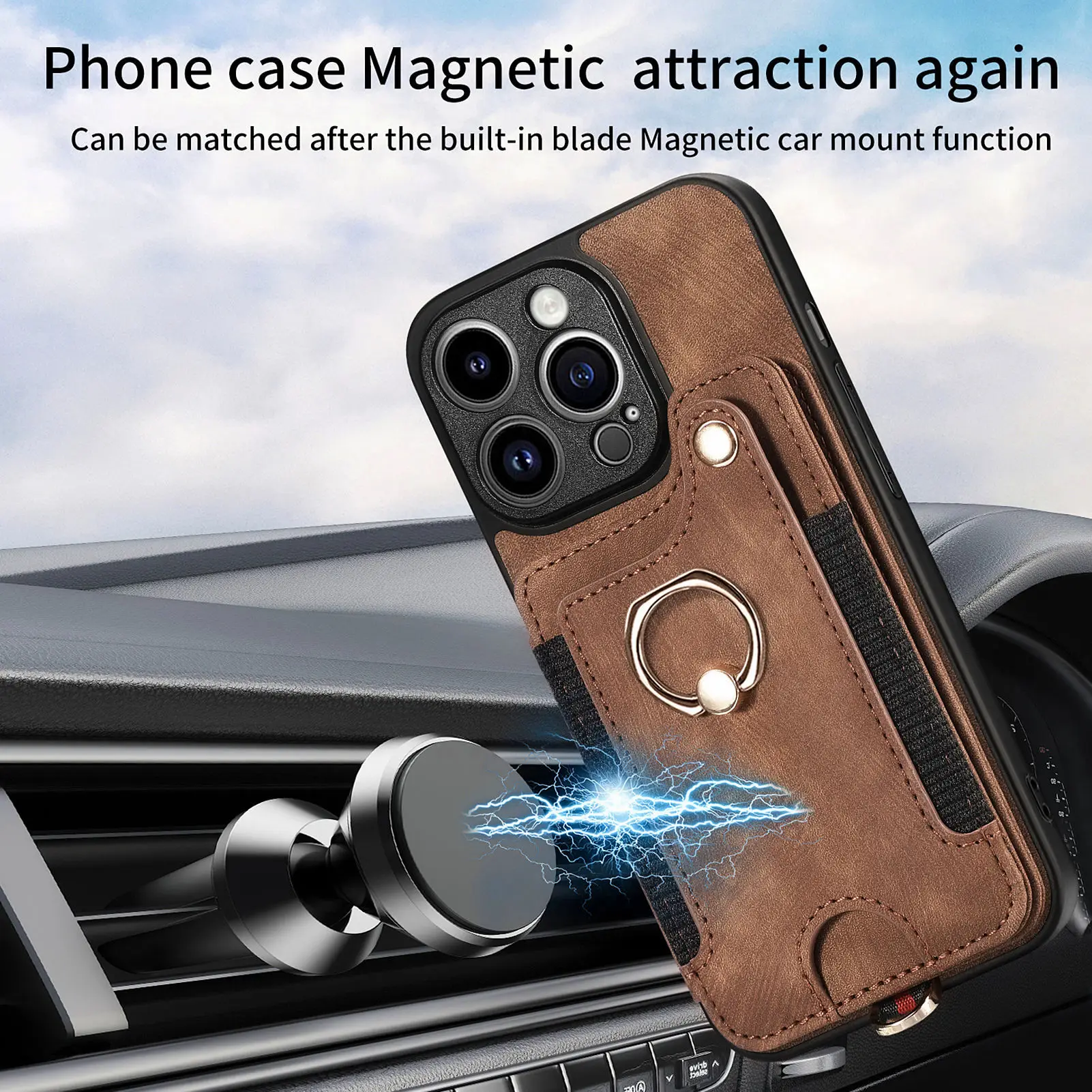 Wallet Multi Card Slot Ring Holder Flip Leather Case for iPhone 16 15 14 11 12 13 Pro Max XS 7 8 Plus Magnetic Stand Phone Cover