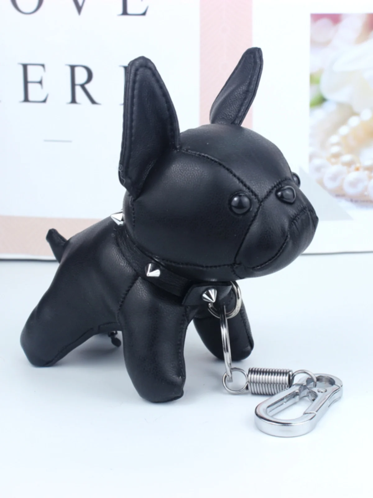 Creative Leather French Bulldog Keychain Premium Quality Couple Gift Cute Dog Figurine Bag Accessory Fine Hanging Ornament