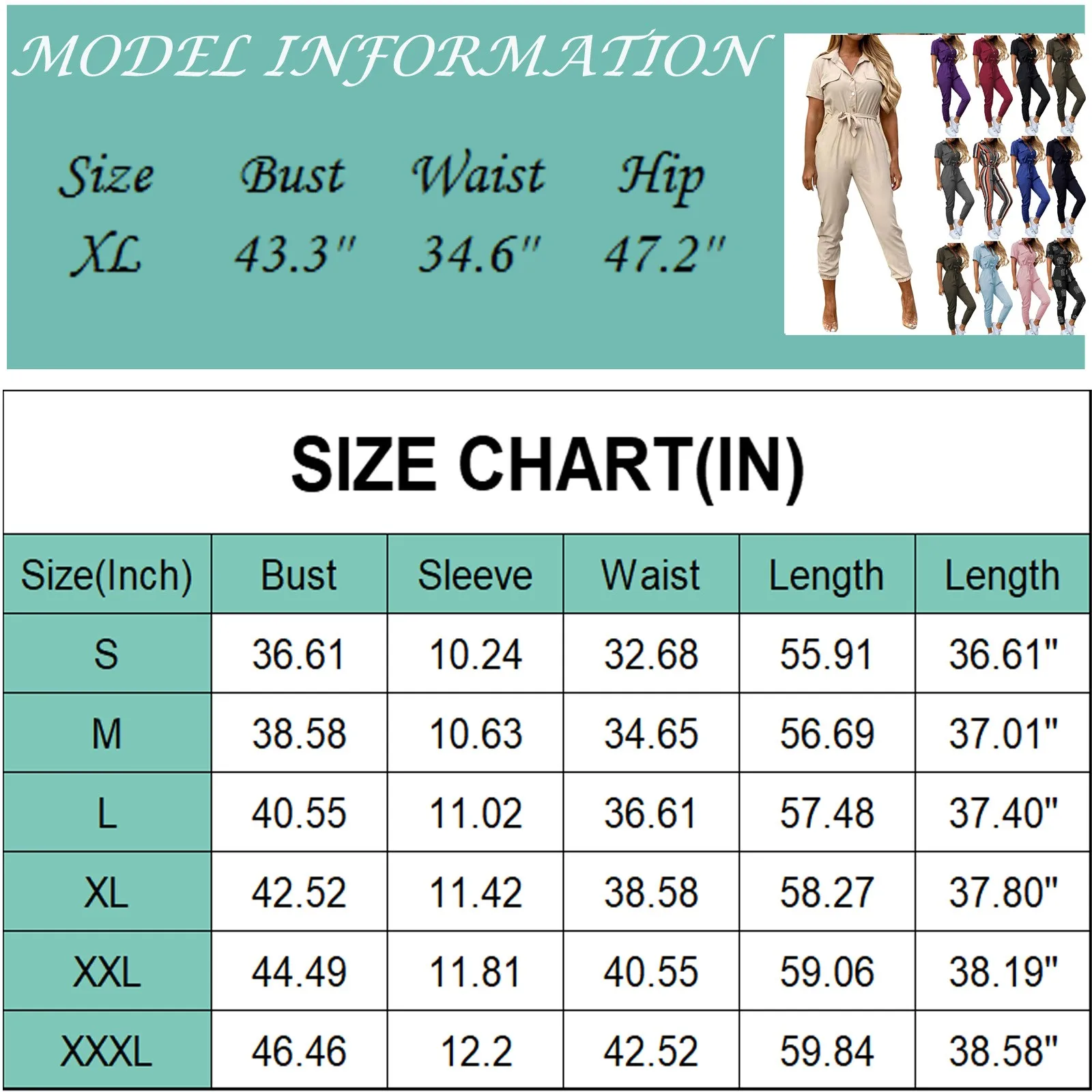 Jumpsuit kargo wanita, jumpsuit kargo musim panas kasual kerah bertali Solid lengan pendek, jumpsuit sederhana harian berpergian pas