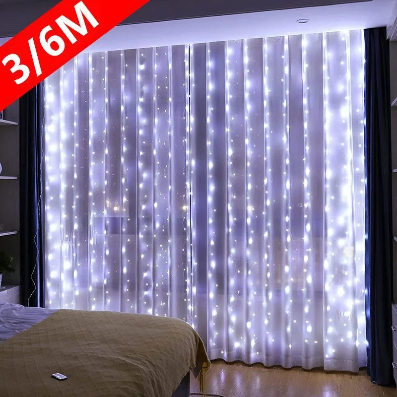 

3M/4M/6M LED String Fairy Lights Christmas Decorations for Home Chambre Remote Control Wedding Garland Curtain Holiday Lighting