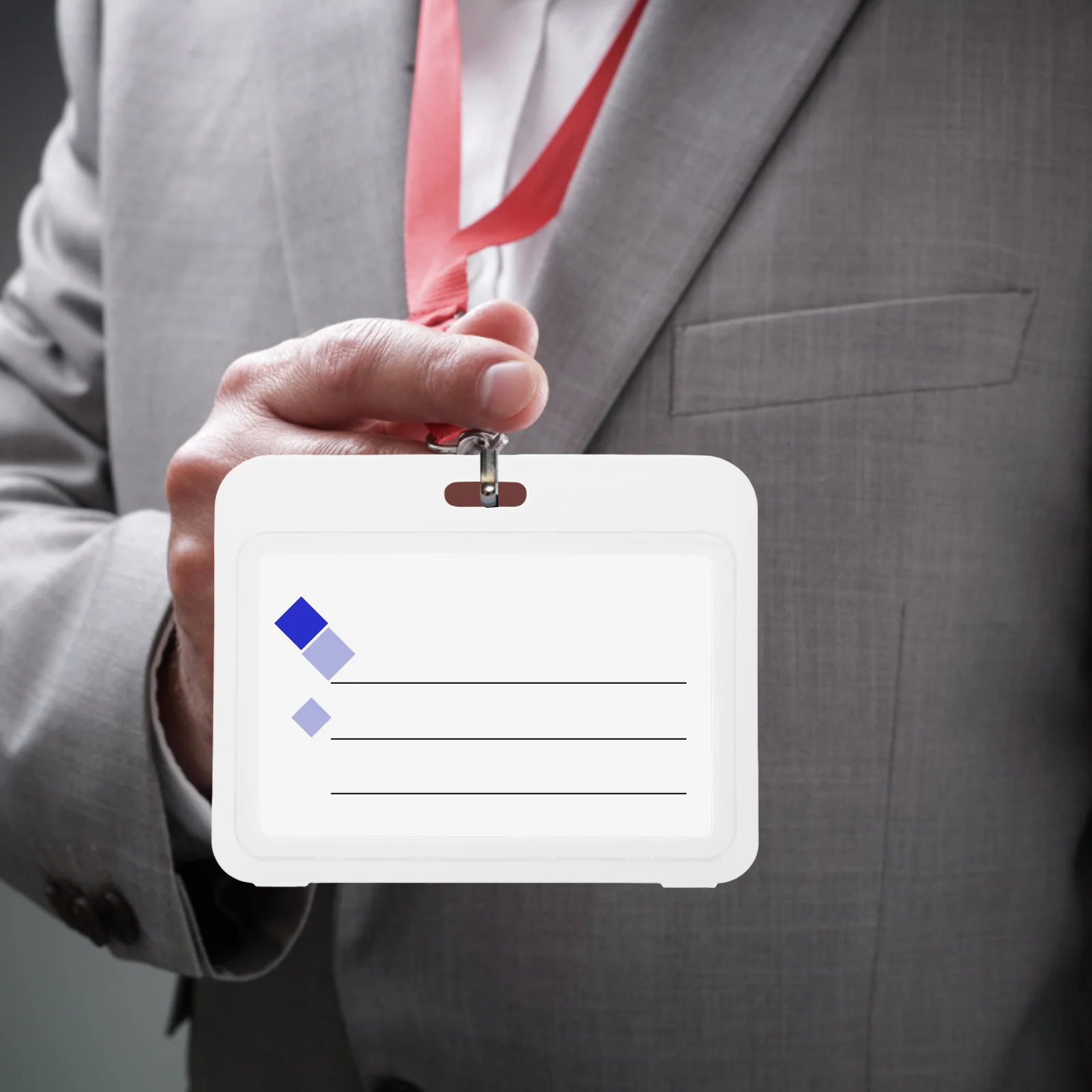 

12Pcs Transparent Double Sided Horizontal Id Card Holders Plastic Badge Protector Sleeves Office Work School