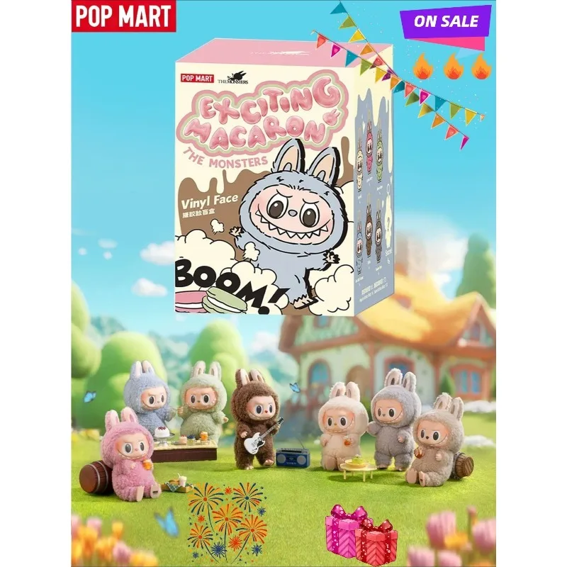 ​ POPMART Macarons sabrosos, serie de productos genuinos, caja ciega, figuras de vinilo coleccionables con temática dulce, regalo Labubu con cara de pastelería bonita