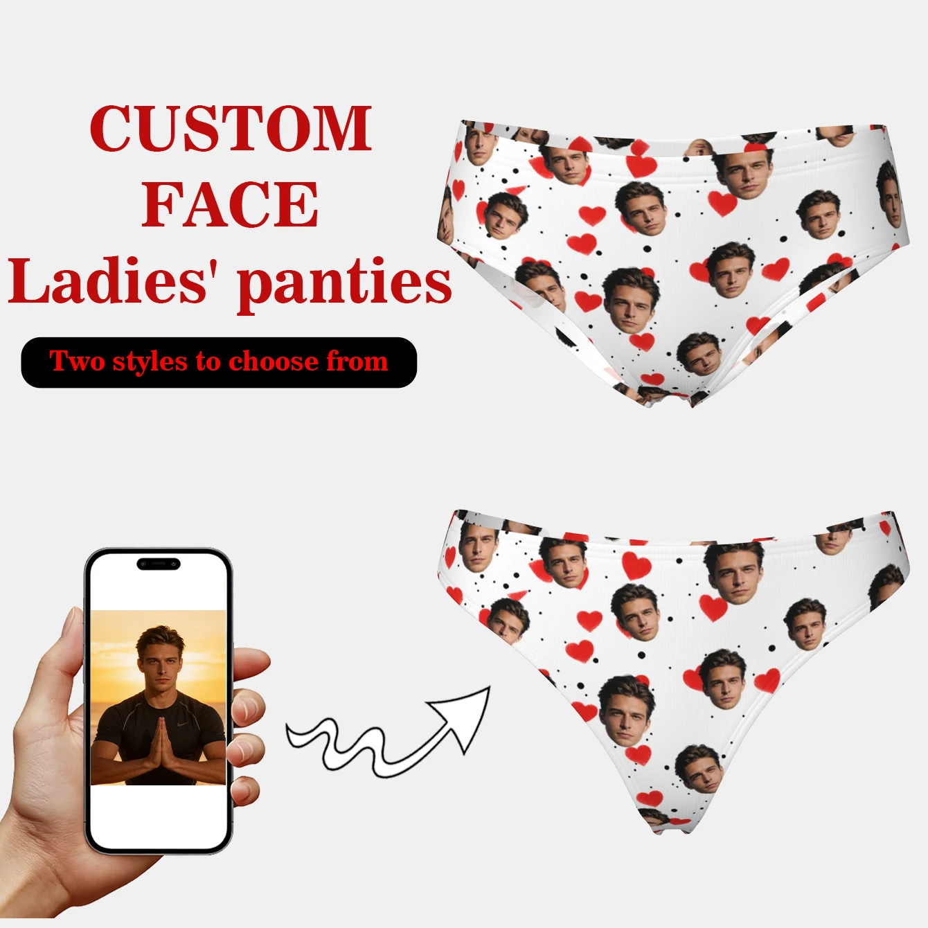 Customized Personalized Facial Photo Lingerie for Women Valentine's Day Gift Lingerie Breathable and Comfortable