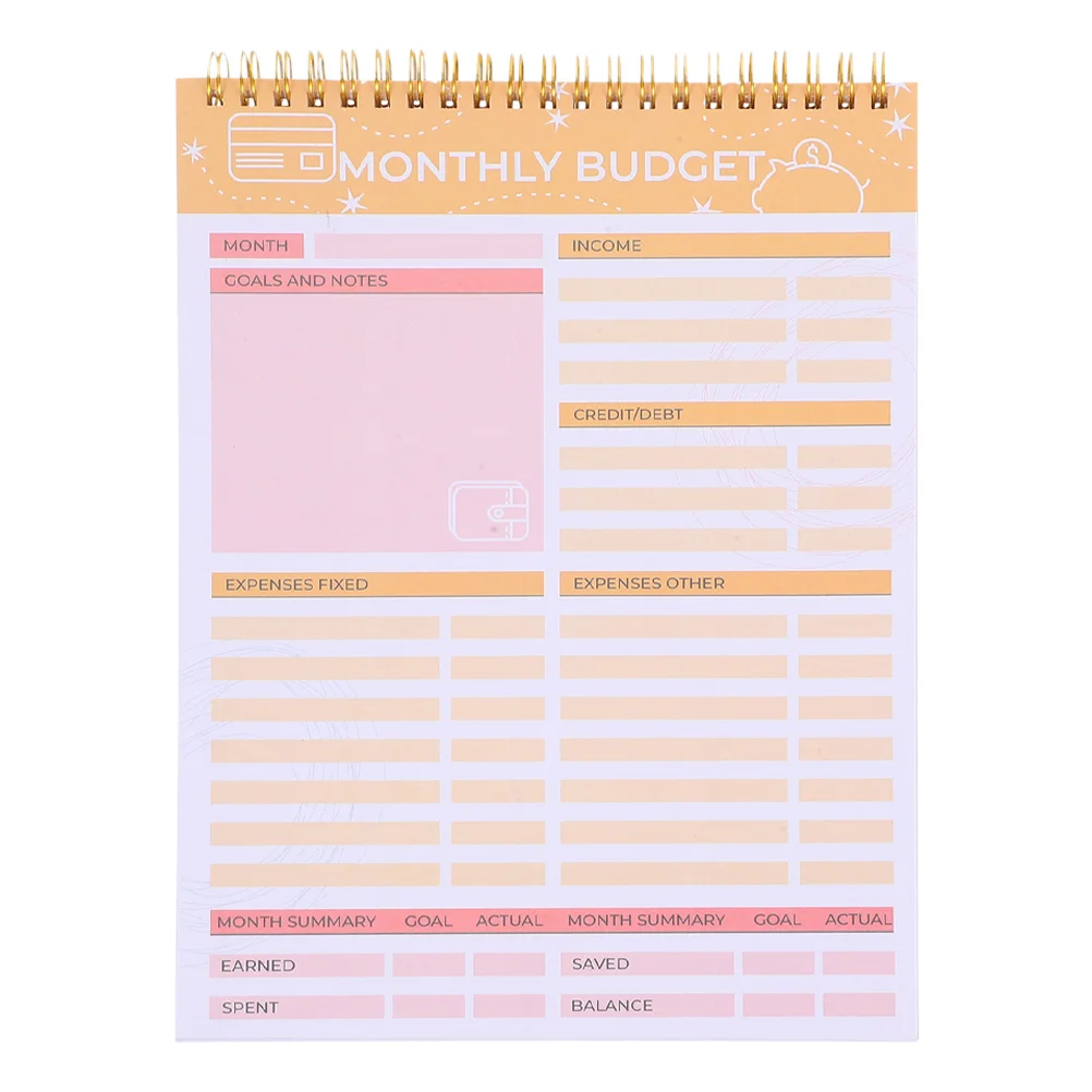 2 قطعة ورق دفتر ملاحظات حلزوني مجلة مالية لتتبع الفواتير الشهرية وإدارة النفقات وتوفير المال #5