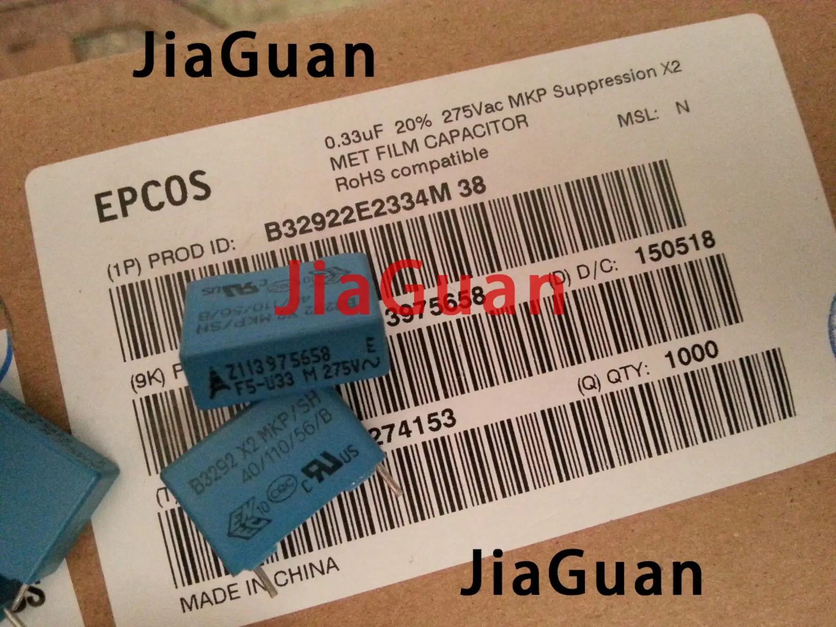 20PCS NEW EPCOS X2 B32922 0.33UF 275VAC 330NF PCM15 334/275VAC p15mm 330N 334 B32922E2334M U33