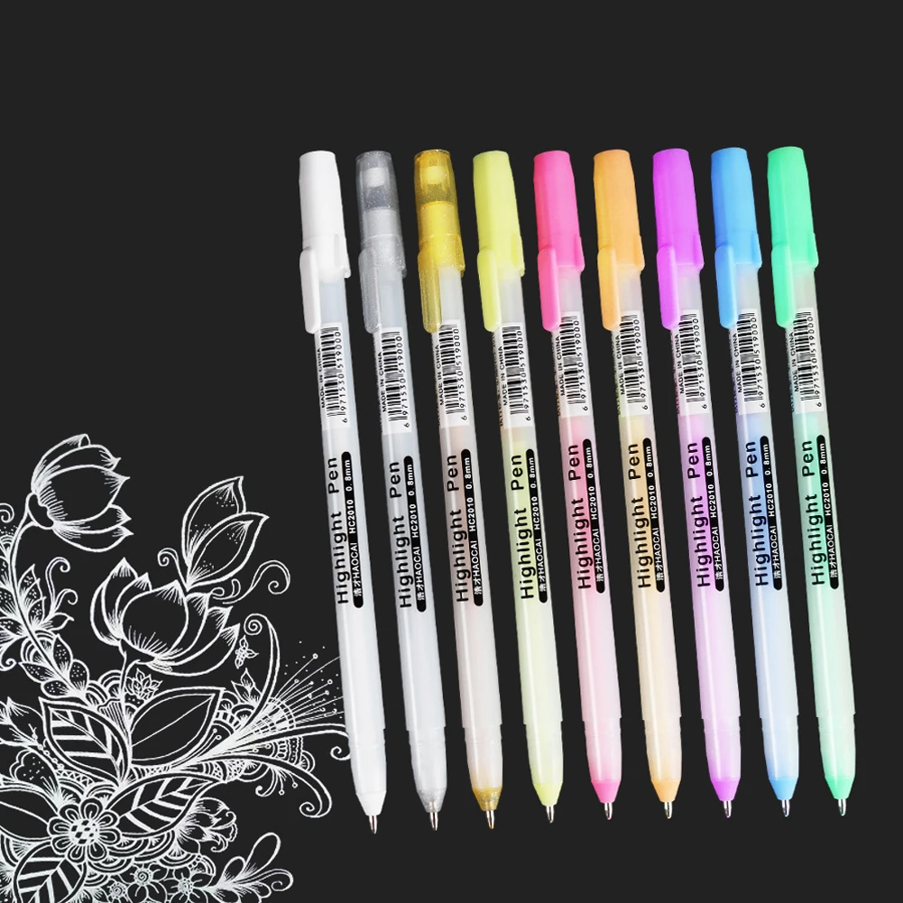 0.8mm Colorful Highlighter Drawing Marker Pen Sketching Painting Highlight Pens Greeting Cards Marker Art Stationery Supplies